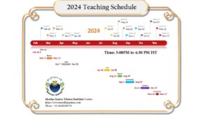 The online teachings schedule of Menlhai Jamtse Foundation(Menlhai Jamtse Tibetan Buddhist Centre)for the year 2024.